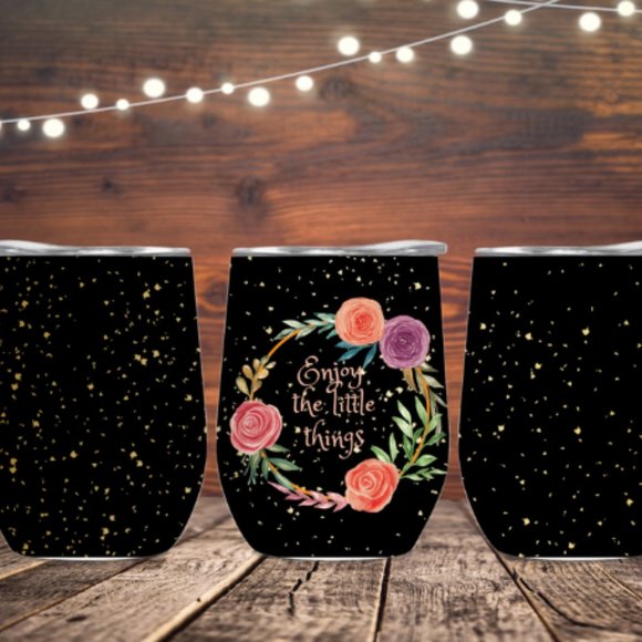 Stemless Wine Cup Wine Glass Tumbler with Lid - Picture 2 of 2